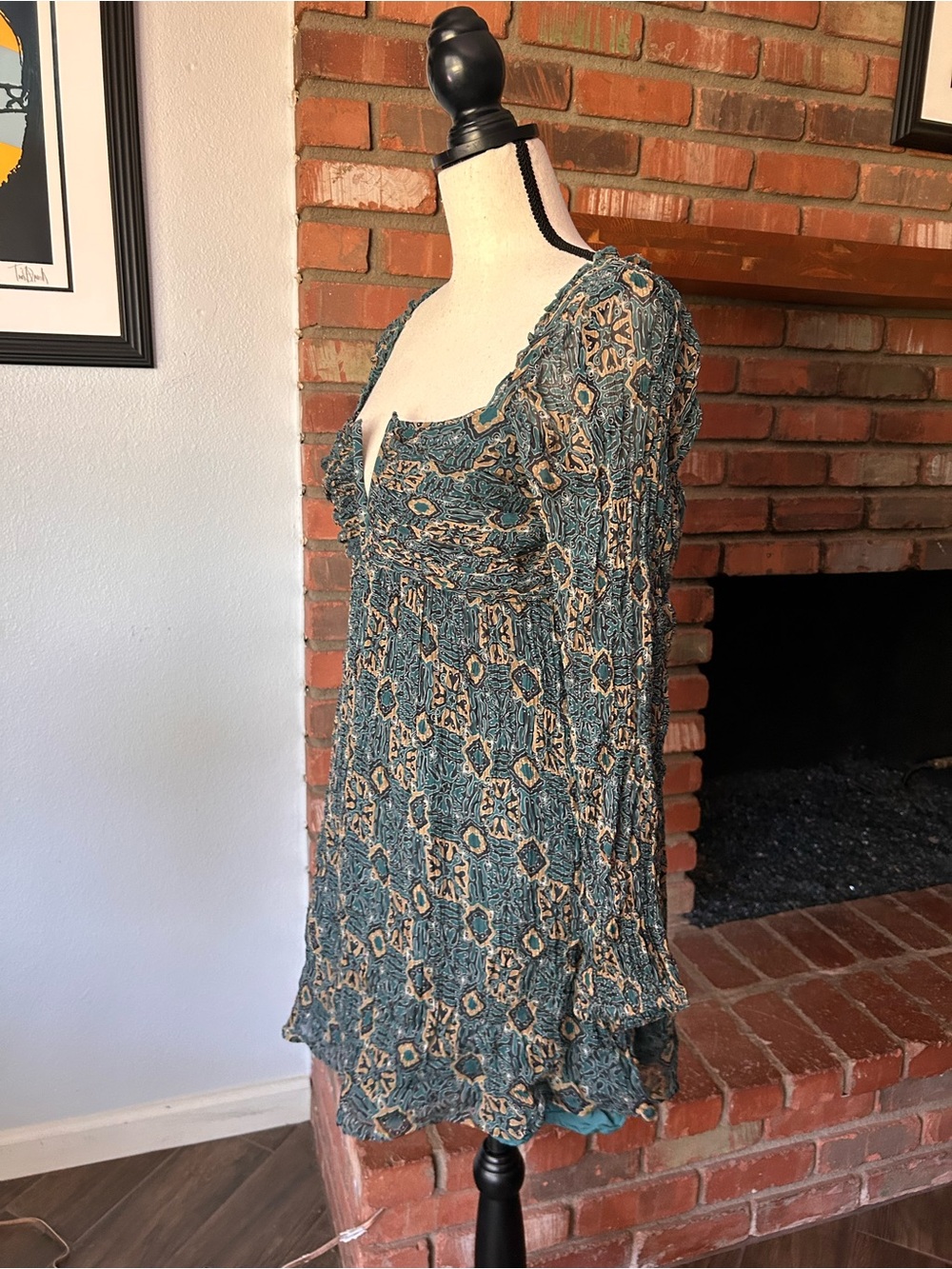 Anthropologie Let Me Be Babydoll Mini Dress in Blue Sz MP PETITE - Picture 5 of 8